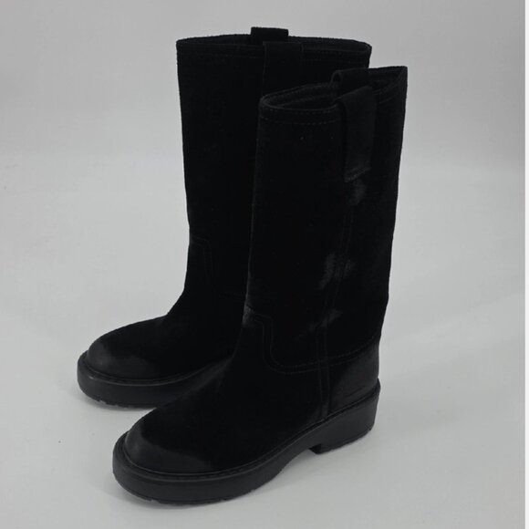 NEW W/ BOX Jeffrey Campbell Wybie Black Suede Combat Boots Chunky Sole Size 8M - Picture 2 of 7